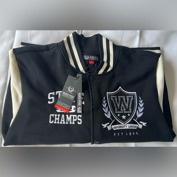 Black Pike - State Champs Black & Cream Varsity Jacket > Men’s Size:2XL - Picture 2 of 15